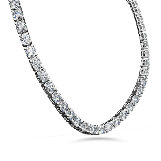 DS Signature diamond tennis necklaces in 18K W/G. 7.30 - 10.80+ total carat weight.
