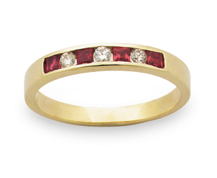 Diamond and Ruby channel set ring