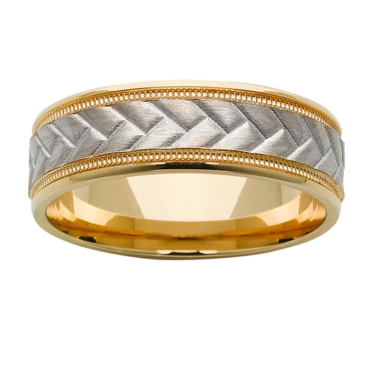 Mens quilted two tone ring