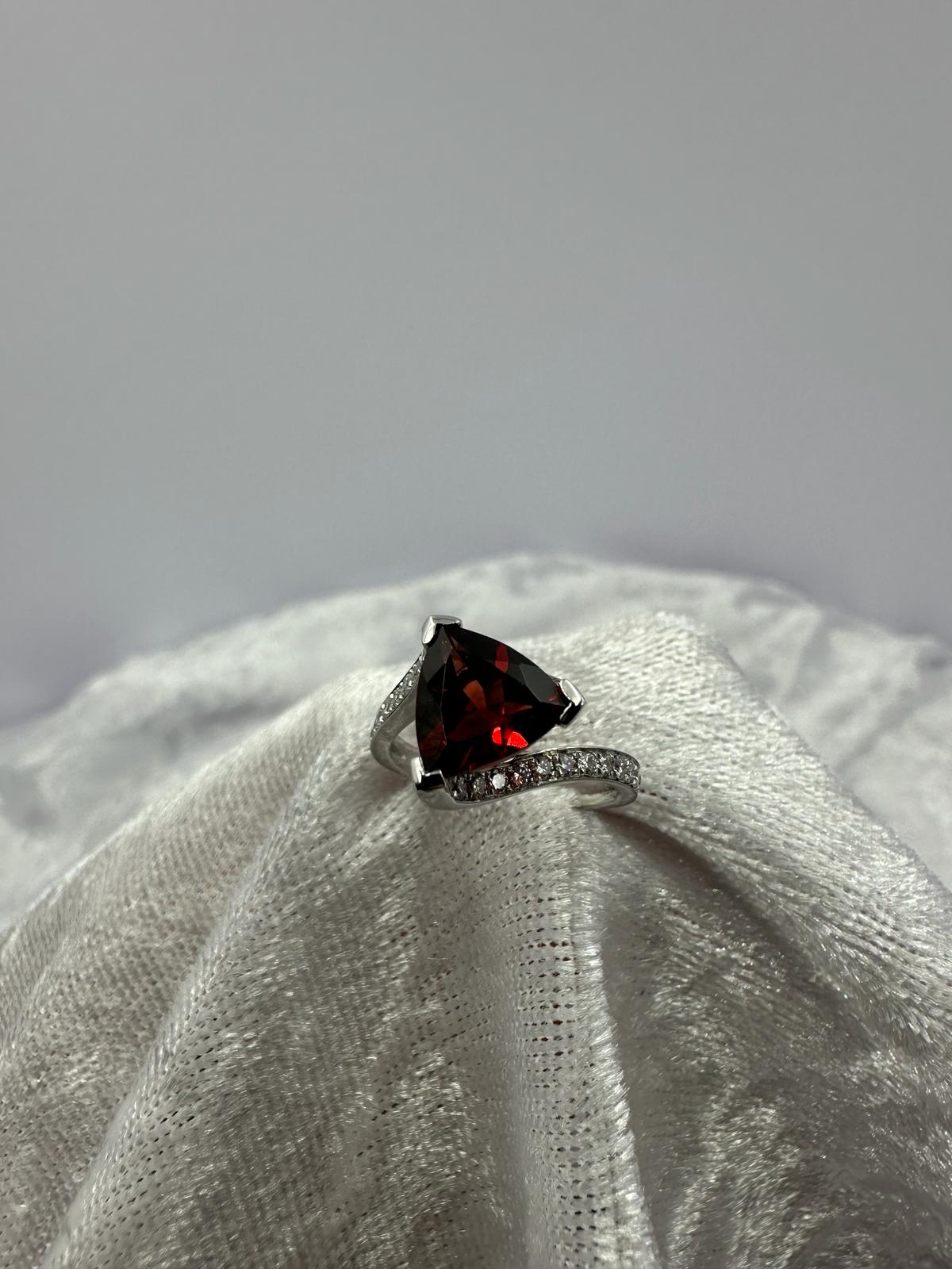 Trillion Garnet diamond ring. One only!