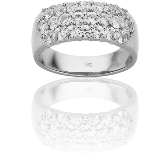 Three Row Diamond Pave set wedding/dress ring