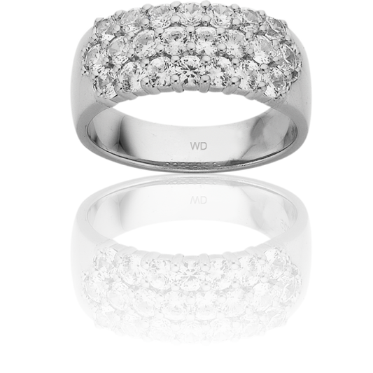 Three Row Diamond Pave set wedding/dress ring