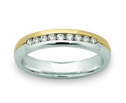 LADIES CHANNEL SET RING, TWO TONE OR SINGLE COLOUR