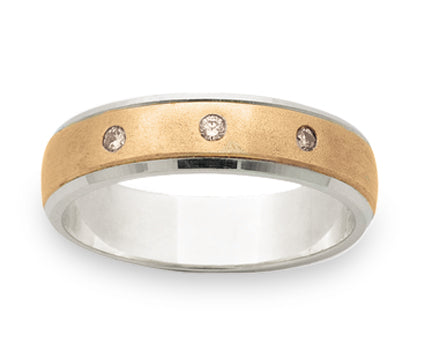 Unisex two tone diamond set ring