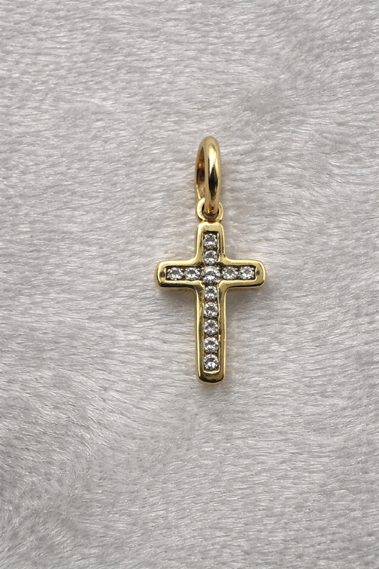 9K yellow gold diamond cross pendant