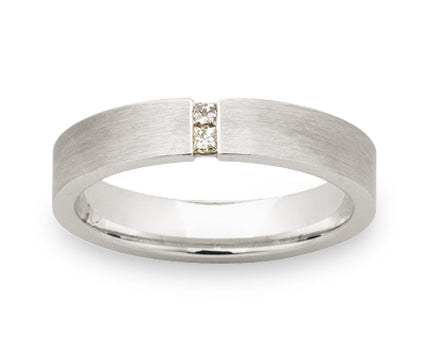 Brushed flat diamond set ring
