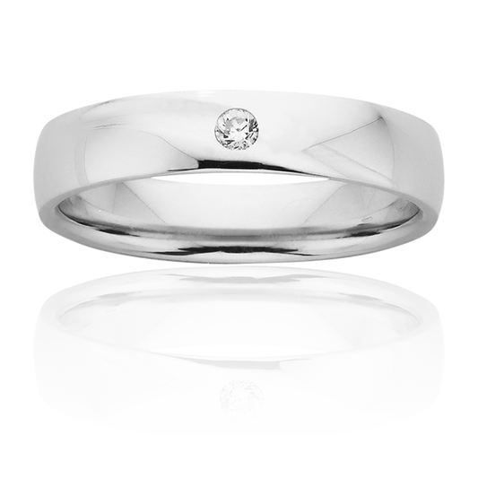 Classic rub over set wedding ring