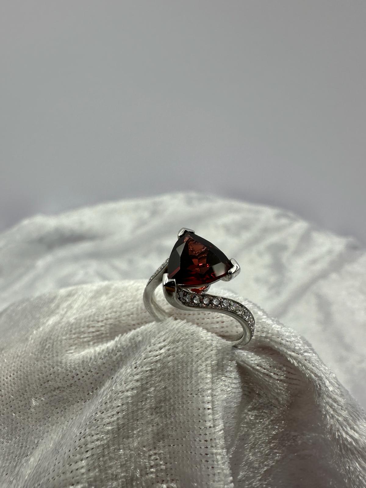 Trillion Garnet diamond ring. One only!