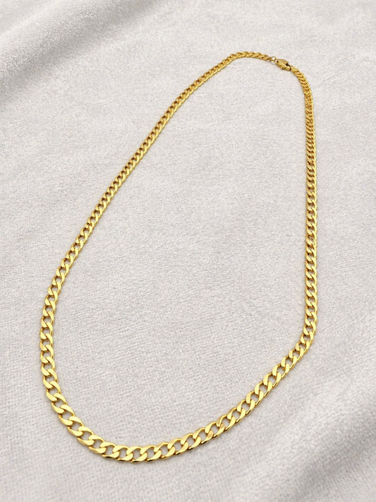 9K yellow gold cuban chain necklace, 55cm long