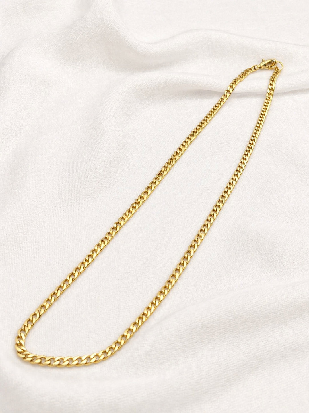 9K yellow gold cuban chain necklace, 55cm long