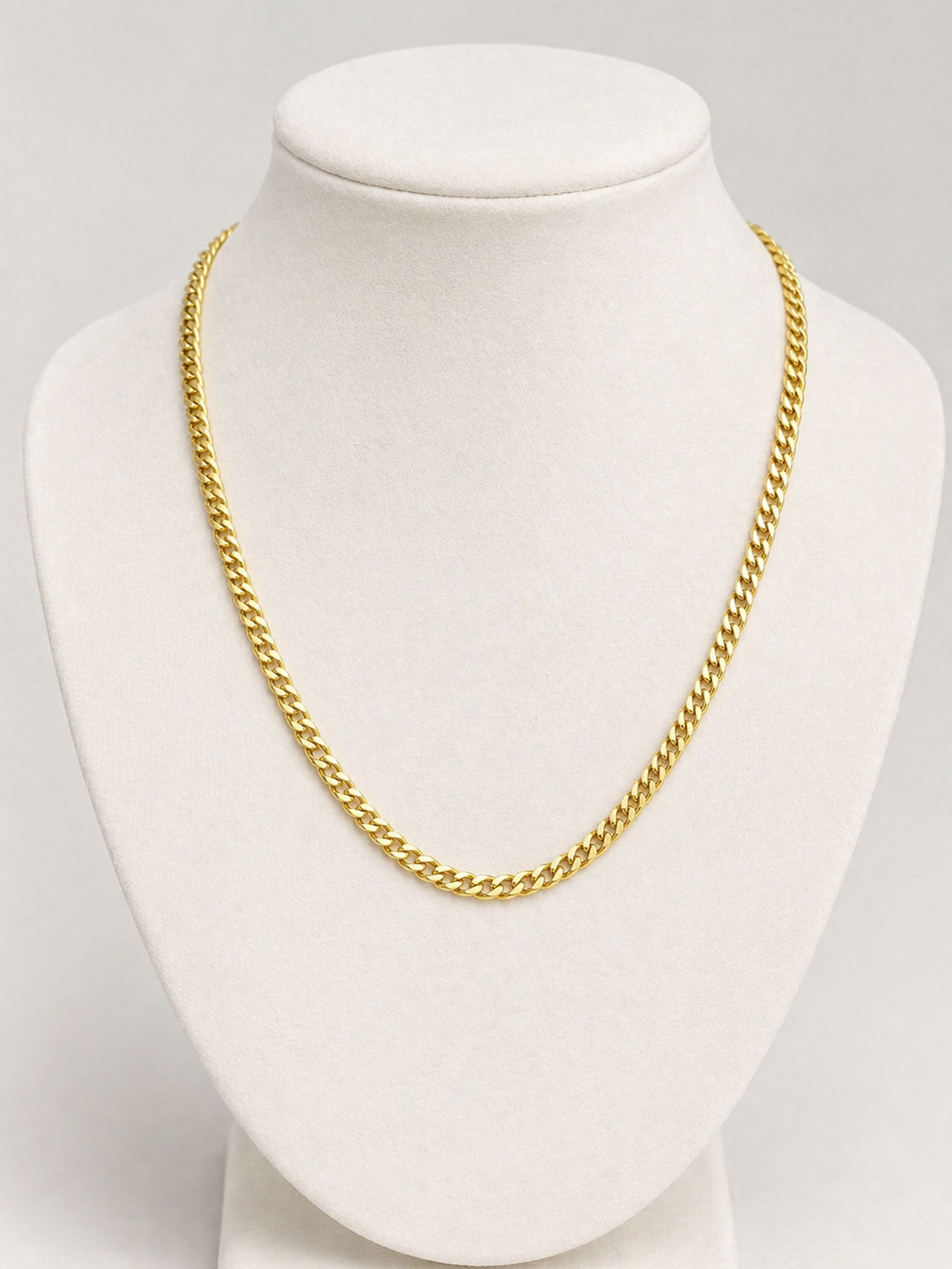 9K yellow gold cuban chain necklace, 55cm long