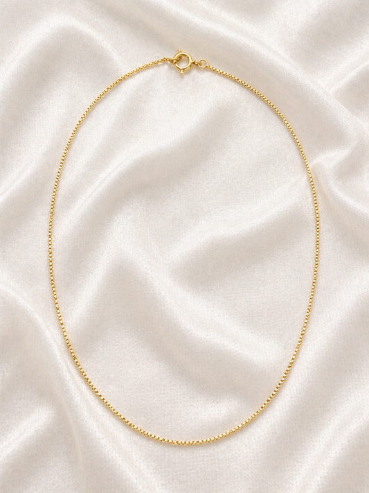 14K yellow gold box chain necklace, 40cm long