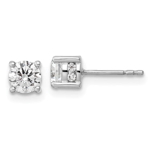 4 prong hidden halo lab grown diamond earrings
