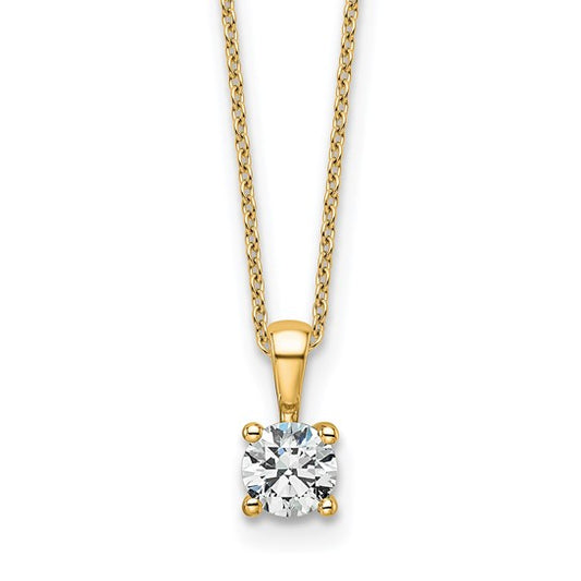 14K gold lab grown diamond solitaire pendant necklace