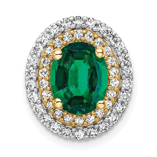Double Halo gemstone and lab grown diamond slide pendant