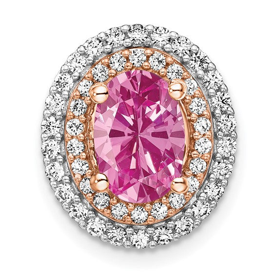 Double Halo gemstone and lab grown diamond slide pendant