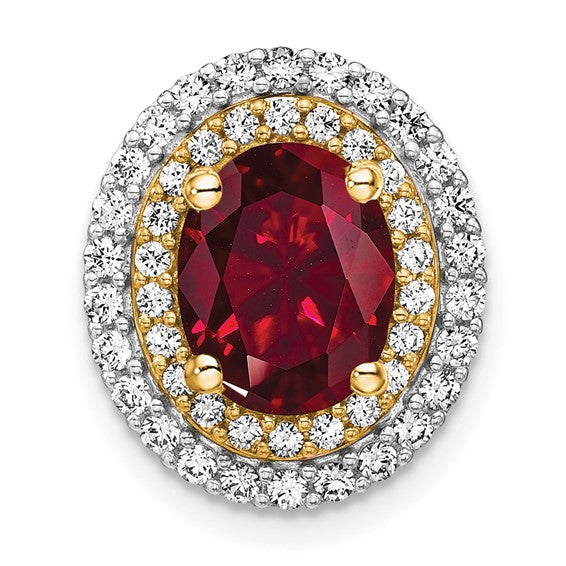 Double Halo gemstone and lab grown diamond slide pendant