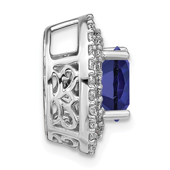 Double Halo gemstone and lab grown diamond slide pendant