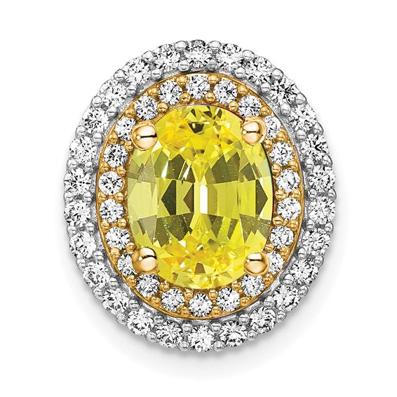 Double Halo gemstone and lab grown diamond slide pendant