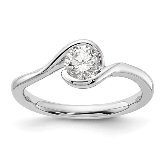 Bezel set twist engagement solitaire ring