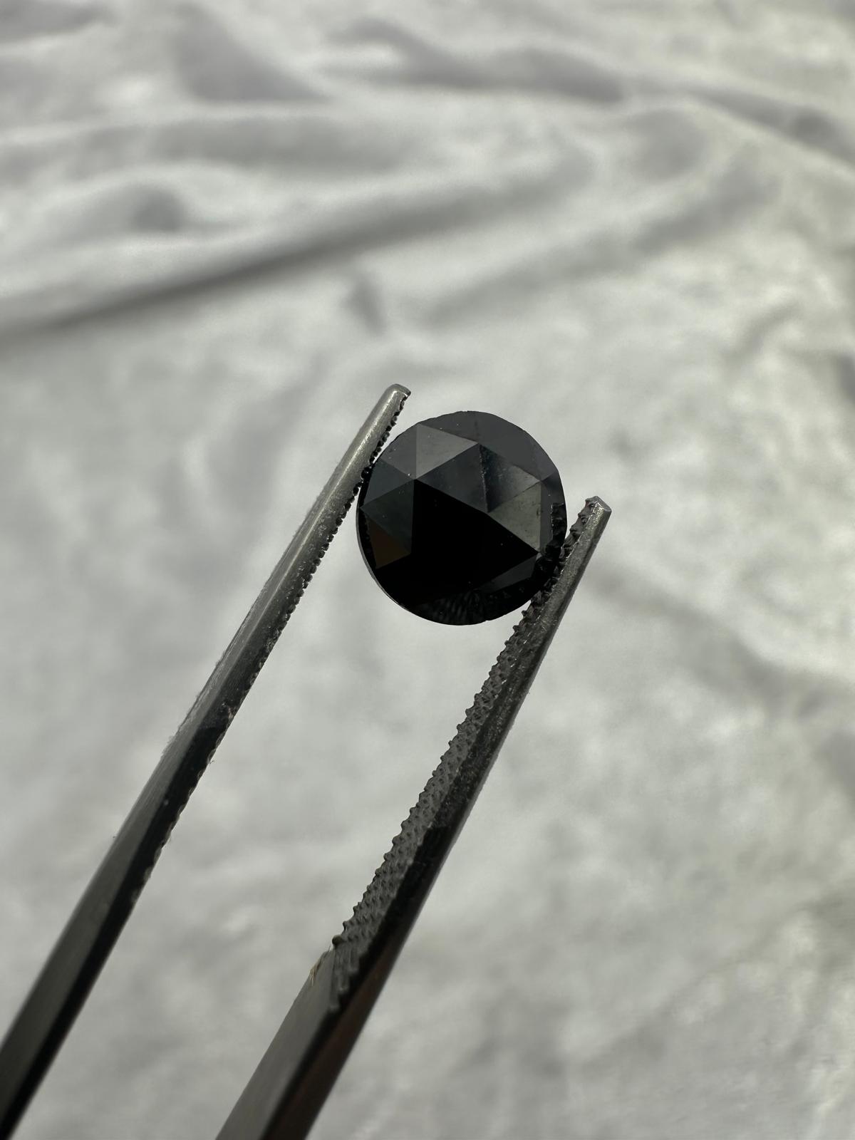 Rose cut natural treated black diamond. 2.24 cts