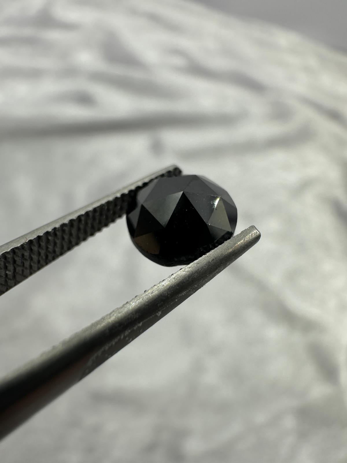 Rose cut natural treated black diamond. 2.24 cts