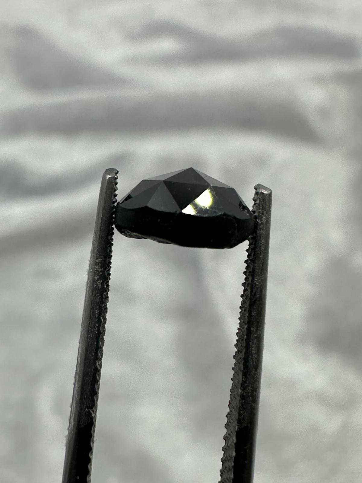 Rose cut natural treated black diamond. 2.24 cts