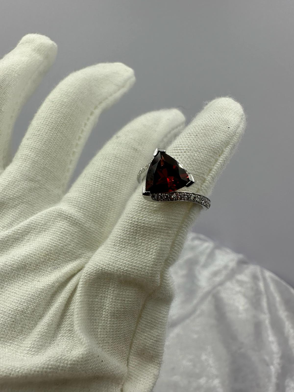 Trillion Garnet diamond ring. One only!