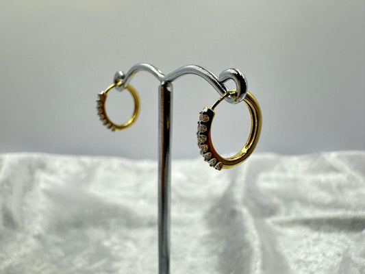 14K yellow gold huggie diamond earrings