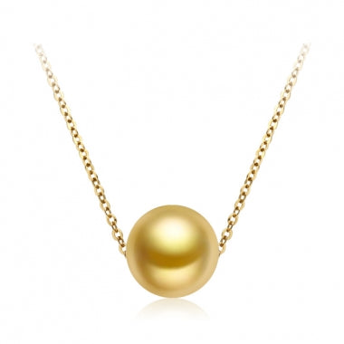 Classic drilled Gold Australian South Sea Pearl pendant with 18K Y/G chain, main product view