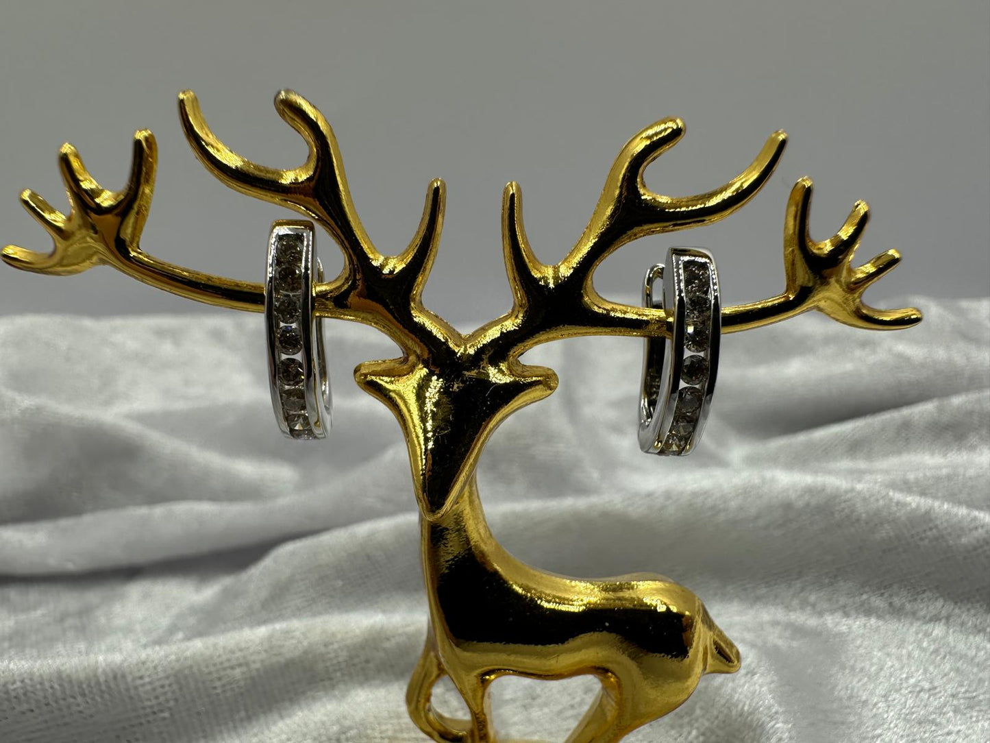 Natural diamond huggie earrings in 9K white gold