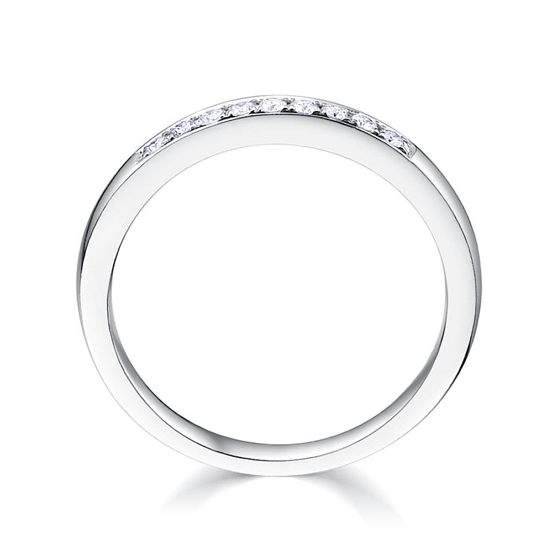 Classic grain set wedding band, front view
