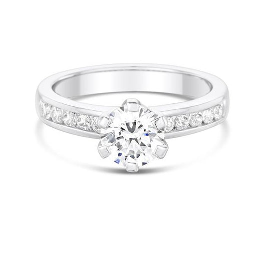 CHANNEL SET 6 CLAW DIAMOND ENGAGEMENT RING. SETTING ONLY