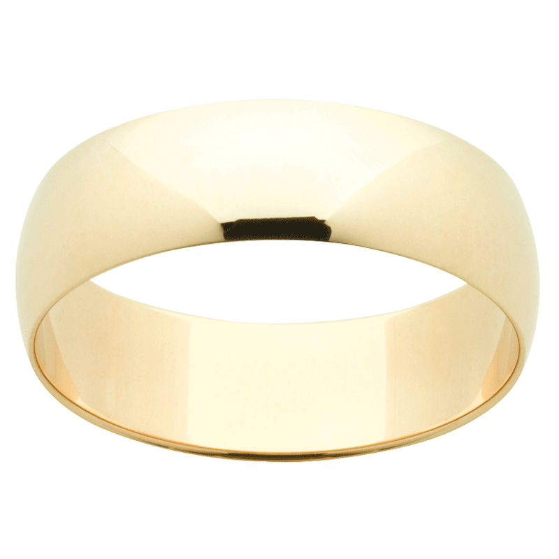Classic Half Round wedding ring, Light weight, angled view