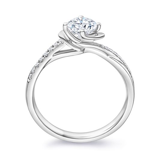 CUSTOM 4 CLAW TWIST DIAMOND BAND RING. SETTING ONLY, side view