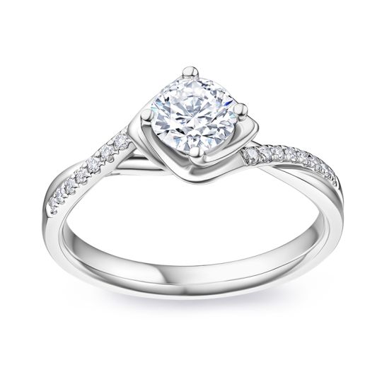 CUSTOM 4 CLAW TWIST DIAMOND BAND RING. SETTING ONLY, main product view