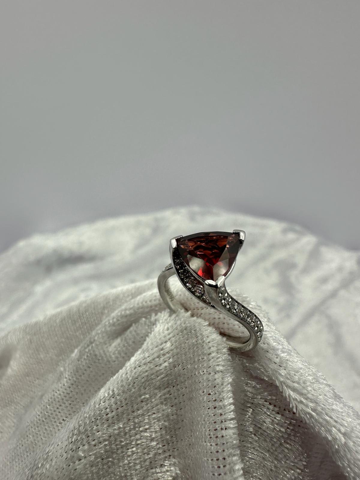 Trillion Garnet diamond ring. One only!