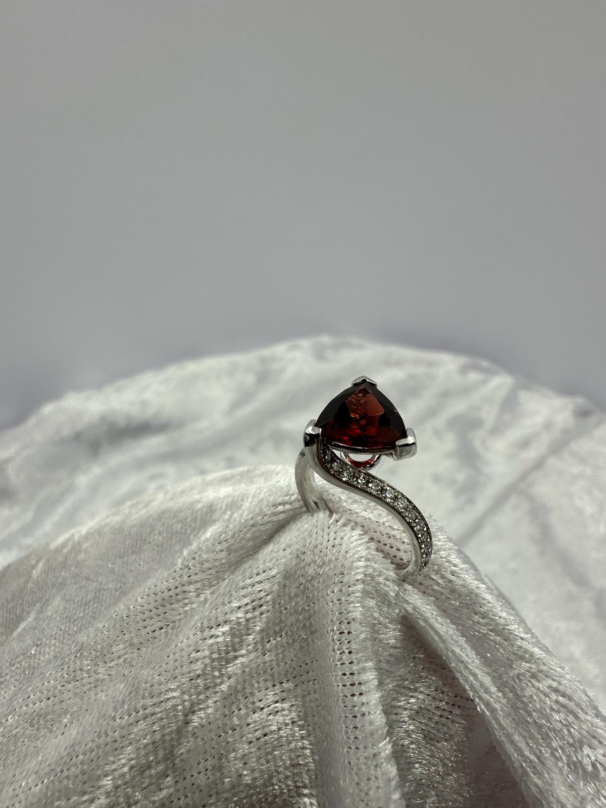 Trillion Garnet diamond ring. One only!