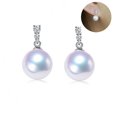 Dangle Australian South Sea Pearl Earrings with Diamonds