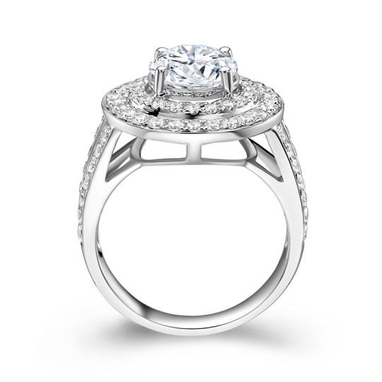 DOUBLE HALO SPLIT BAND ENGAGEMENT RING. SETTING ONLY, side view