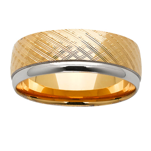 Mens textured two tone ring