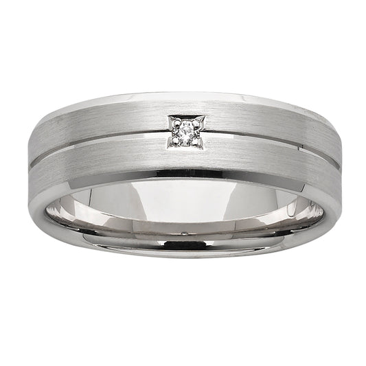 Diamond set mens dress/wedding ring