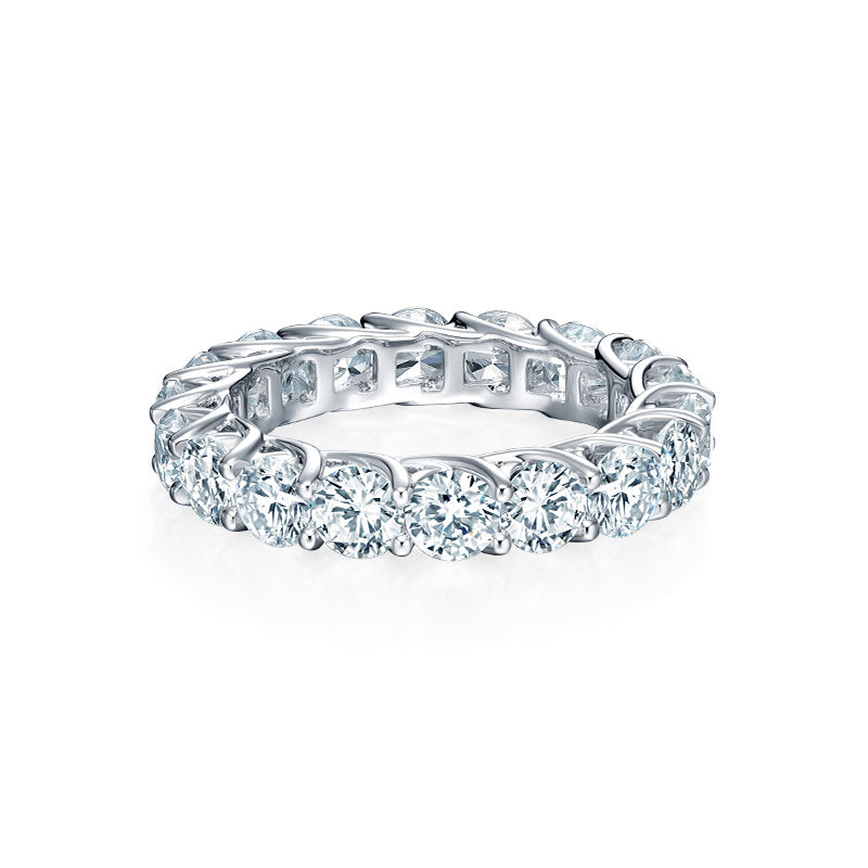 1.80 TCW Full twist claw eternity diamond wedding band, angled view