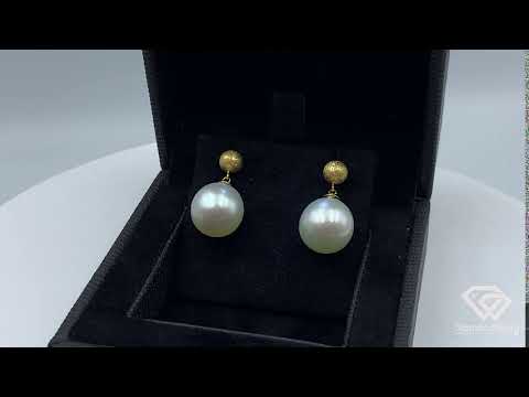 Australian South Sea Earrings. 2 x 13mm round pearls. ONE ONLY!