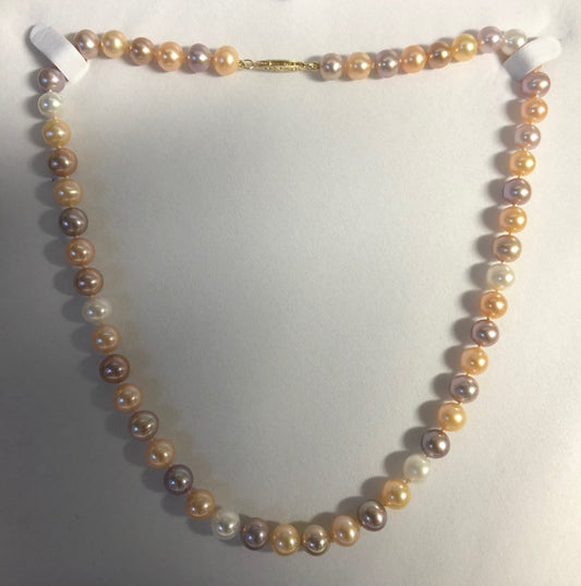 Multicolour Freshwater Pearl Necklace. 7.0-7.5mm AAA Quality.