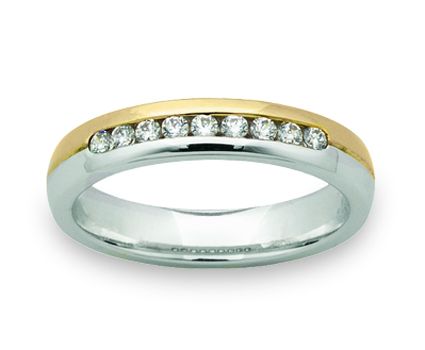 LADIES CHANNEL SET RING, TWO TONE OR SINGLE COLOUR, main product view