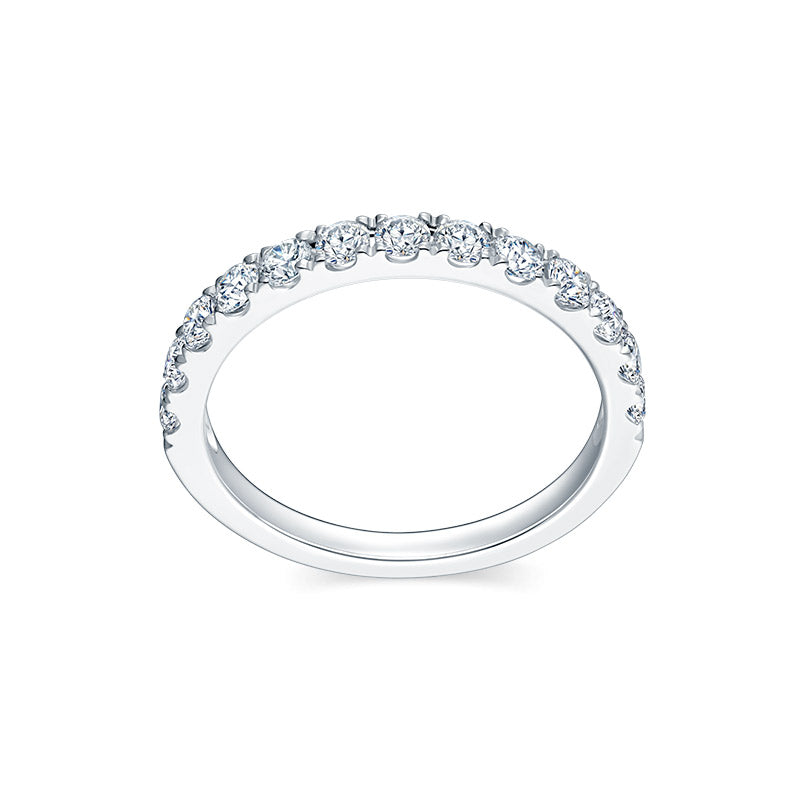 Classic scallop set diamond wedding ring, front view