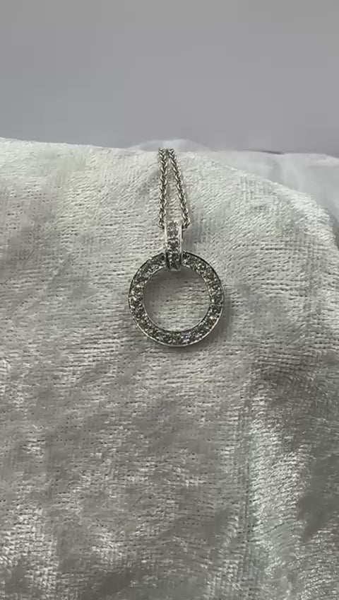Natural diamond halo pendant in 18K white gold