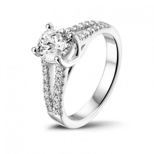 SPLIT BAND DIAMOND ENGAGEMENT RING. SETTING ONLY, angled view