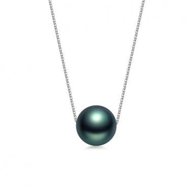 Classic drilled Tahitian Pearl pendant with 18K W/G chain